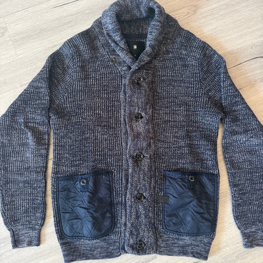 G-Star Raw Navy Cardigan with Shawl Collar